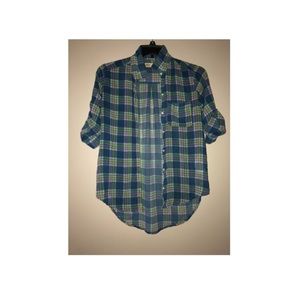 Hollister flannel blue long sleeve button up
